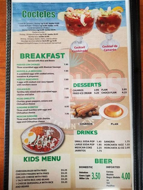 Menu of Chilo Bar.